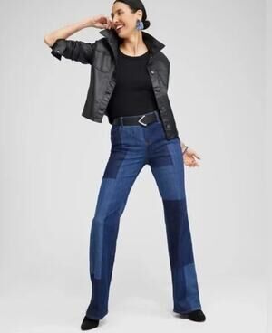 Chico’s So Slimming Girlfriend Laser Patch Flare Jeans Chico's Size 00R / Size 2